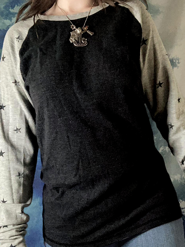 Vintage Star Print Raglan Long Sleeve Knit-1