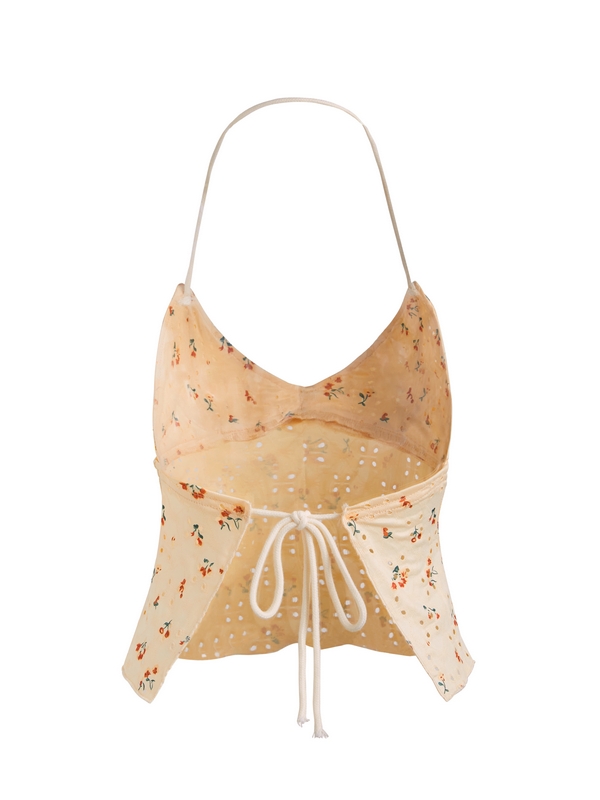 Cutout Ditsy Floral Print Tie Back Cami Top-5