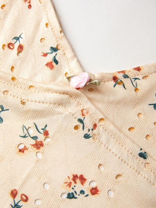 Cutout Ditsy Floral Print Tie Back Cami Top-6