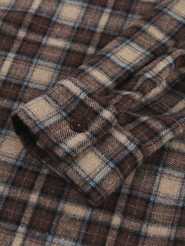 Vintage Plaid Print Long Sleeve Blouse-8